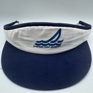 Vintage Sperry Top-Sider Sailboat Logo Visor Navy White Made in Taiwan